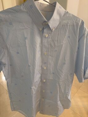 Givenchy Light Blue and White Striped Button-Down Shirt
